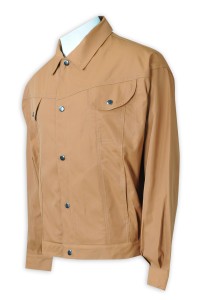 R335  來樣訂製棕色恤衫   設計胸前兩個袋   加拿大  零售行業    恤衫專門店  恤衫外套 厚身時裝款 銀色啪鈕